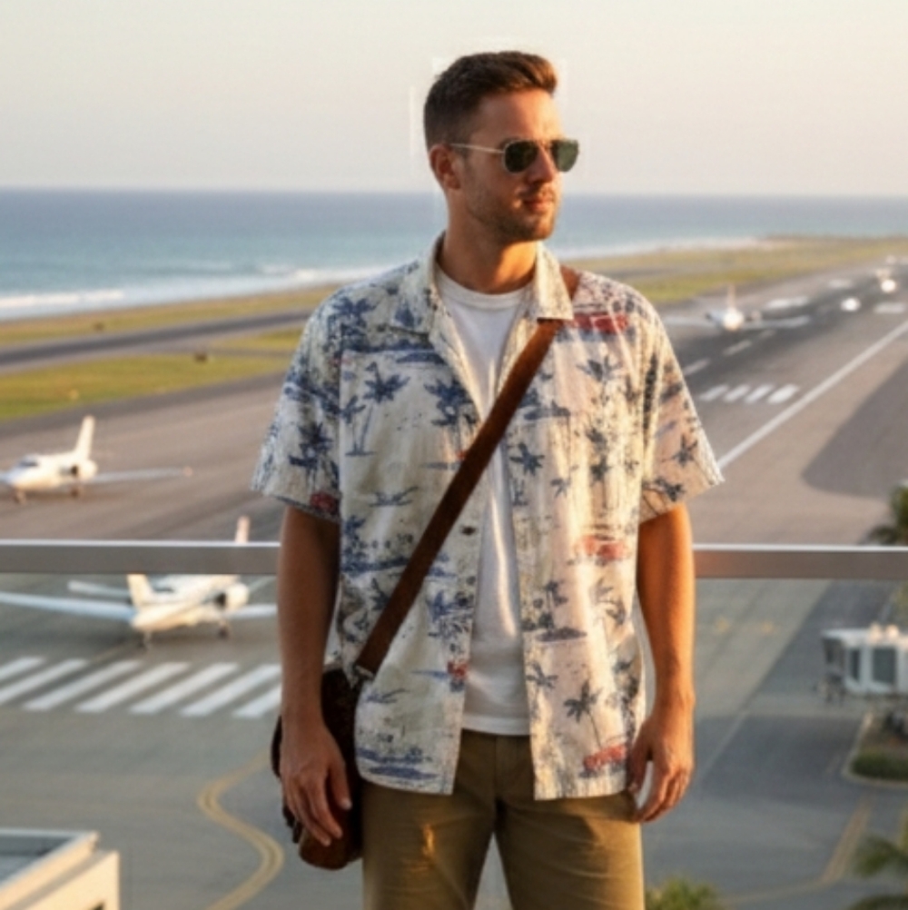 St Johns Bay Classic Car Shirt Island Wear Small Jet Boat Beach 60s
